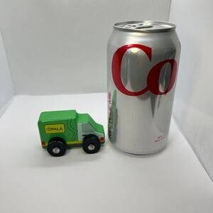 Haumea Design 2022 Wooden Toy Refuse Garbage Truck 2 1/2 In Tall Green OPALA